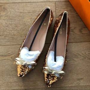 Kate Spade gold sequin flats